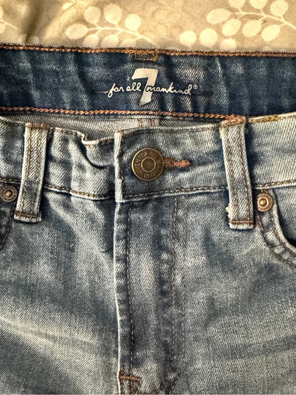 7 For All Mankind Light Blue Denim Jean Shorts